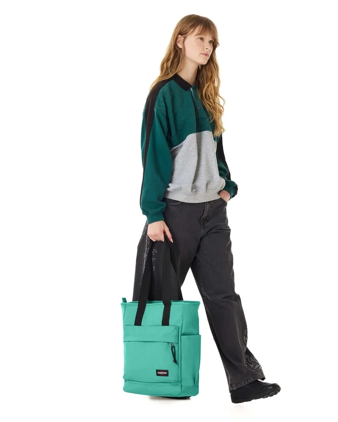 BOLSO TOTE CON BOLSILLO AZUL AQUAMARINA